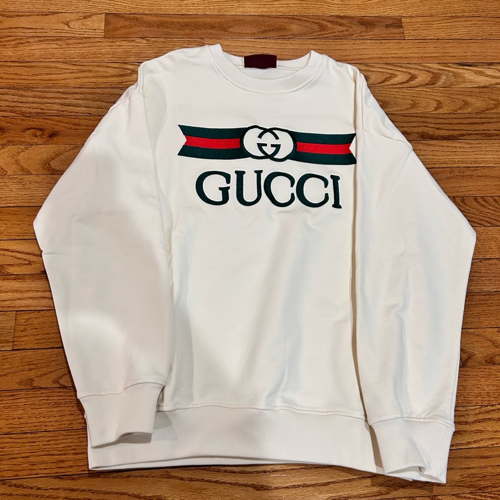 Gucci White Crewneck Sweater with Logo
